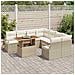 Set di divani da giardino 9 pezzi con cuscini Beige Poly Rattan Acacia, Divano da giardino per 2 persone con cuscini Beige Poly Rattan - Foto miniatura 3