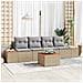 Set Divano da Giardino con cuscino 5 pcs Beige Poly Rattan - Foto miniatura 2