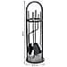 Set Attrezzi Per Camino In Metallo Nero 5pz D22x68h Cm - Foto miniatura 4