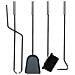 Set Attrezzi Per Camino In Metallo Nero 5pz D22x68h Cm - Foto miniatura 6