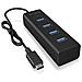 Hub Usb 3.0 3.1 Gen 1 Tipo C a 4 Porte in Alluminio Colore Nero - Foto miniatura 3