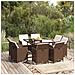 Set Da Pranzo Per Giardino 9 Pz Con Cuscini Polyrattan Marrone - Foto miniatura 1
