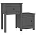 Comodini 2 Pz Grigi 79,5x38x65,5 Cm In Legno Massello Di Pino - Foto miniatura 2
