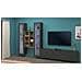 Parete Attrezzata Eros, Set Salotto Porta Tv A 3 Ante, Mobile Soggiorno Multiuso Con Vetrina E Luce Led, 100% Made In Italy, Cm 320x30h180, Antracite - Foto miniatura 1