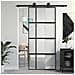 Porta Scorrevole Nera 90x205 Cm In Vetro Temperato E Alluminio - Foto miniatura 1