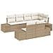 Set Divano da Giardino 7 Pezzi con Cuscini Beige Polyarattan - Foto miniatura 1