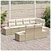 Set Divano da Giardino 7 Pezzi con Cuscini Beige Polyarattan - Foto miniatura 3