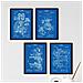 Set Di 4 Stampe Blu Fogli Con Imprentas Brevetti. Impostare Manifesti Con Invenzioni E Vecchi Brevetti. Scegli Il Colore Che Gradite Senza Cornice A4 - Foto miniatura 1