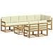 Set di divani da esterno 9 pcs Bianco e Crema Poliestere - Foto miniatura 1