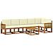 Set di divani da esterno 7 pcs Naturale e Crema Poliestere - Foto miniatura 1