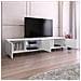 Galhad - Mobile Tv In Stile Scandinavo / Tavolino Tv Minimalista / Porta Tv Per Salotto / Luci Led / 175 Cm (bianco Opaco / Bianco Lucido)  - Foto miniatura 3
