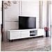 Galhad - Mobile Tv In Stile Scandinavo / Tavolino Tv Minimalista / Porta Tv Per Salotto / Luci Led / 175 Cm (bianco Opaco / Bianco Lucido)  - Foto miniatura 4