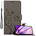 Custodia Compatibile Con Apple Iphone 11 Pro Max (xi Pro Max) In Grigio Fiore - Coperchio Protettivo In Design Floreale Con Chiusura Magnetica, Funzione Stand E Slot Per Carte - Foto miniatura 1