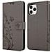 Custodia Compatibile Con Apple Iphone 11 Pro Max (xi Pro Max) In Grigio Fiore - Coperchio Protettivo In Design Floreale Con Chiusura Magnetica, Funzione Stand E Slot Per Carte - Foto miniatura 8