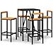 Set Bar Giardino 5 Pz Nero Polyrattan E Legno Massello Acacia - Foto miniatura 1