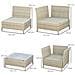 Salotto Da Giardino 7 Pezzi Modulabile In Rattan Pe Con Cuscini, Beige - Foto miniatura 6