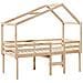 Letto A Soppalco Con Tetto 90x200 Cm In Legno Di Pino - Foto miniatura 3
