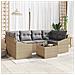 Set da Pranzo da Giardino 7 Pezzi con Cuscini Beige in Polyrattan - Foto miniatura 2