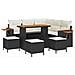 Set di divani da giardino  9 pezzi con cuscini in rattan sintetico nero e acacia, Set da pranzo da giardino  4 pezzi con cuscini in rattan sintetico nero e acacia - Foto miniatura 1