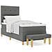 Letto a Molle con Materasso & Panchina Grigio Scuro 100x200 cm Tessuto - Foto miniatura 4