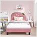 Struttura letto bambini con testata Rosa 90 x 190 cm Velluto - Foto miniatura 3
