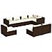 Set Divani Da Giardino 8 Pz Con Cuscini In Polyrattan Marrone - Foto miniatura 1