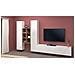 Parete Attrezzata Emiliano, Set Salotto Porta Tv A 3 Ante, Mobile Soggiorno Multiuso, 100% Made In Italy, Cm 320x30h180, Bianco Lucido E Acero - Foto miniatura 1