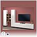Parete Attrezzata Emiliano, Set Salotto Porta Tv A 3 Ante, Mobile Soggiorno Multiuso, 100% Made In Italy, Cm 320x30h180, Bianco Lucido E Acero - Foto miniatura 4