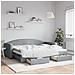 Divano Letto Estraibile Cassetti Grigio Chiaro 90x200cm Tessuto - Foto miniatura 1