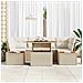 Set da pranzo da giardino 7 pezzi con cuscini Beige in polyrattan e acacia - Foto miniatura 3