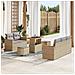 Set divani da giardino  8 pezzi con cuscini beige polirattan acacia, Set pranzo giardino  3 pezzi con cuscini beige polirattan acacia - Foto miniatura 2
