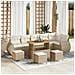 Set Divano Giardino 10 pezzi Cuscini Beige Vimini Acacia, Set Pranzo Giardino 4 pezzi Cuscini Beige Vimini Acacia - Foto miniatura 2