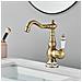 Rubinetto per lavabo da bagno, Blackswan, tipo M334, modello corto bronzo antico con ceramica, misura 23 cm - Foto miniatura 2