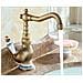 Rubinetto per lavabo da bagno, Blackswan, tipo M334, modello corto bronzo antico con ceramica, misura 23 cm - Foto miniatura 4
