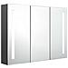 Armadietto Bagno con Specchio e LED 89x14x62 cm Grigio - Foto miniatura 4
