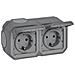 Plexo New Apwg Schuko 069742l Steckdose 2fach Grau Ip 44 5 (069742l) - Foto miniatura 1