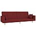Divano Letto A 2 Posti Con 2 Cuscini Rosso Vino In Tessuto - Foto miniatura 1