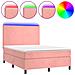 Letto a Molle con Materasso e LED Rosa 140x190 cm in Velluto - Foto miniatura 1