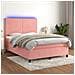 Letto a Molle con Materasso e LED Rosa 140x190 cm in Velluto - Foto miniatura 2