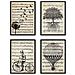 Set Di 4 Stampe Sfondo Con Pentagramma Musicale Raffigurazione In Primo Piano Di Mongolfiera Dente Di Leone Albero E Bicicletta Cornice Nera A4 - Foto miniatura 1