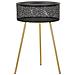 Tavolino Blacky In Ferro Nero E Oro Con Cesto — Ø 40x65 Cm - Foto miniatura 1