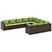 Set Divani da Giardino 10pz con Cuscini in Polyrattan Marrone - Foto miniatura 1