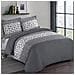 Parure De Couette 100% Coton - 1 Housse De Couette 240x260 Cm + 2 Taies D'oreillers 65x65 Cm Anthracite Et Blanc - Foto miniatura 2