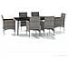 Set Da Pranzo Per Giardino 7 Pz Con Cuscini Grigio E Nero - Foto miniatura 2