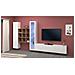 Parete Attrezzata Emilio, Set Salotto Porta Tv A 3 Ante, Mobile Soggiorno Multiuso Con Vetrina E Luce Led, 100% Made In Italy, Cm 310x30h180, Bianco Lucido E Acero - Foto miniatura 1