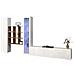 Parete Attrezzata Emilio, Set Salotto Porta Tv A 3 Ante, Mobile Soggiorno Multiuso Con Vetrina E Luce Led, 100% Made In Italy, Cm 310x30h180, Bianco Lucido E Acero - Foto miniatura 2