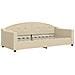 Divano Letto Estraibile Con Cassetti Crema 90x200 Cm In Tessuto - Foto miniatura 3
