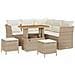 Set Divano da Giardino a 8 Pezzi con Cuscini in Rattan Poliestere Beige e Acacia,  Set da Pranzo da Giardino a 3 Pezzi con Cuscini in Rattan Poliestere Beige e Acacia - Foto miniatura 1