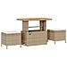 Set Divano da Giardino a 8 Pezzi con Cuscini in Rattan Poliestere Beige e Acacia,  Set da Pranzo da Giardino a 3 Pezzi con Cuscini in Rattan Poliestere Beige e Acacia - Foto miniatura 6