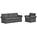 Divano 2 pcs Grigio scuro 215 x 82 x 80 cm Tessuto - Foto miniatura 1